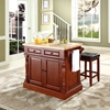 Butcher Block Top Kitchen Island with Square Seat Stools - Cherry - CROS-KF300065CH