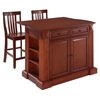Drop Leaf Kitchen Island in Cherry with 24" Cherry School House Stools - CROS-KF300072CH