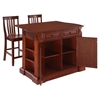Drop Leaf Kitchen Island in Cherry with 24" Cherry School House Stools - CROS-KF300072CH