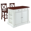 Drop Leaf Kitchen Island in White with 24" Cherry X-Back Stools - CROS-KF300073WH