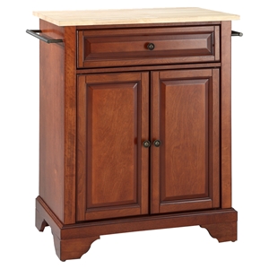 LaFayette Kitchen Island - Natural Wood Top, Portable, Classic Cherry 