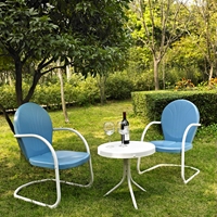 Griffith 3-Piece Conversation Seating Set - Sky Blue Chairs, White Table