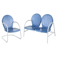 Griffith 2-Piece Metal Outdoor Conversation Seating Set - Sky Blue