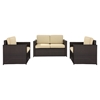 Palm Harbor 3-Piece Outdoor Wicker Seating Set - Dark Brown - CROS-KO70003BR