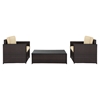Palm Harbor 3 PC Wicker Seating Set - Dark Brown, 2 Chairs, Glass Top Table - CROS-KO70004BR