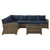 Bradenton 5-Piece Outdoor Seating Set - Navy Cushions, Light Brown Wicker - CROS-KO70020WB-NV
