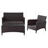Kiawah 3-Piece Outdoor Wicker Seating Set - Sangria Cushions - CROS-KO70031BR
