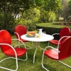 Griffith Metal 40" 5-Piece Outdoor Dining Set - Red Chairs, White Table - CROS-KOD1003WH