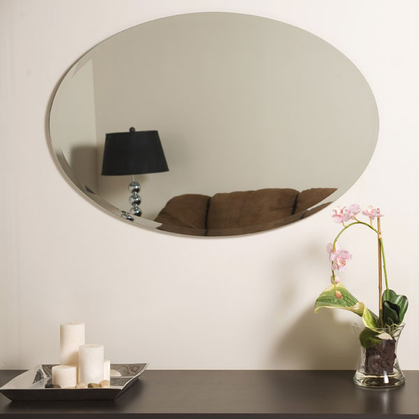 Large Oval Frameless Bathroom Mirror 