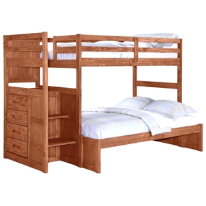 Orville Twin Over Full Staircase Bunk Bed - Chest, Cinnamon Wax 