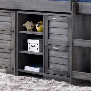 Louver 2-Drawer Chest with Shelves - Antique Gray 