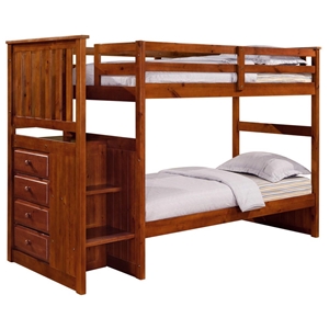 Orville Twin Over Twin Staircase Bunk Bed - Chest, Light Espresso 