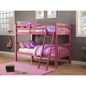 Twin Over Twin Mission Bunk Bed - Pink 