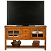 Oak Ridge Sofa Table / TV Console - Glass, DVD Drawers, Fluting - EGL-93309