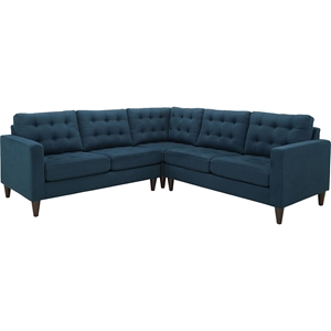 Empress 3-Piece Upholstered Fabric Sectional Sofa - Button Tufted 