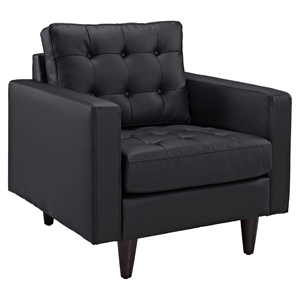 Empress Tufted Bonded Leather Armchair - Black 