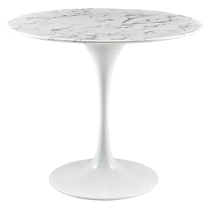 Lippa 40" Artificial Marble Dining Table - Round, White 