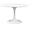 Lippa Saarinen Inspired Fiberglass Round Dining Table in White - EEI-11X-WHI