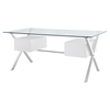 Abeyance Glass Top Office Desk - White - EEI-1182-WHI