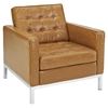 Loft Leather Armchair - Tan, Tufted - EEI-183-TAN
