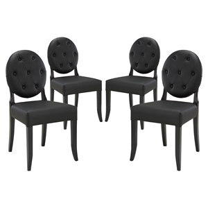Button Dining Side Chair - Black, Tufted (Set of 4) 