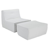 Align Bonded Leather Chair and Ottoman Set - White - EEI-1287-WHI