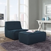 Align Upholstered Armless Chair and Ottoman Set - Azure - EEI-1290-AZU