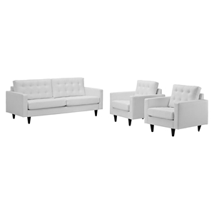 Empress 3 Pieces Armchair and Sofa - White 