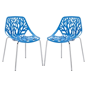 Stencil Dining Side Chair - Blue, Stackable (Set of 2) 