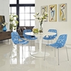 Stencil Dining Side Chair - Stackable, Blue (Set of 4) - EEI-1318-BLU