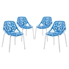 Stencil Dining Side Chair - Stackable, Blue (Set of 4) - EEI-1318-BLU