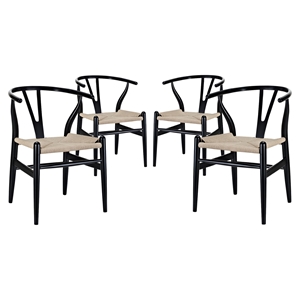 Amish Dining Armchair - Wood Frame, Black (Set of 4) 
