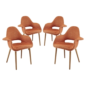 Aegis Dining Armchair - Wood Legs, Orange (Set of 4) 
