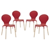 Path Dining Chair - Wood Legs, Red (Set of 4) - EEI-1369-RED