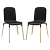 Stack Dining Chair - Wood Legs, Black (Set of 2) - EEI-1372-BLK