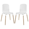 Stack Dining Chair - Wood Legs, White (Set of 2) - EEI-1372-WHI