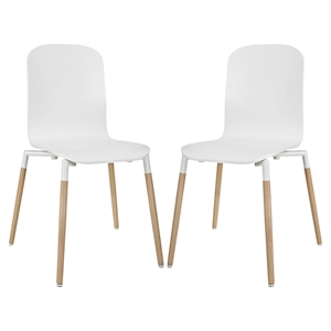 Stack Dining Chair - Wood Legs, White (Set of 2) 