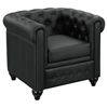 Earl Leatherette Armchair - Button Tufted, Black - EEI-1409-BLK