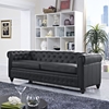 Earl Leatherette Sofa - Button Tufted, Black - EEI-1413-BLK
