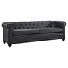 Earl Leatherette Sofa - Button Tufted, Black - EEI-1413-BLK