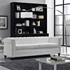 Earl Leatherette Sofa - Button Tufted, White - EEI-1413-WHI