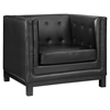 Imperial Bonded Leather Armchair - Button Tufted, Black - EEI-1420-BLK