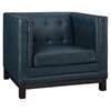 Imperial Bonded Leather Armchair - Button Tufted, Blue - EEI-1420-BLU
