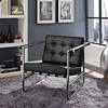 Serene Stainless Steel Lounge Chair - Button Tufted, Black - EEI-1435-BLK