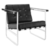 Serene Stainless Steel Lounge Chair - Button Tufted, Black - EEI-1435-BLK
