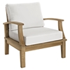 Marina 3 Pieces Outdoor Patio Teak Armchair and Table - White - EEI-1487-NAT-WHI-SET