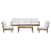 Marina 7 Pieces Patio Teak Sofa Set - Natural Frame, White - EEI-1481-NAT-WHI-SET