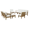 Marina 10 Pieces Outdoor Patio Teak Sofa Set - Natural Frame, White - EEI-1489-NAT-WHI-SET