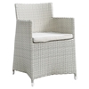 Junction 3 Pieces Outdoor Patio Set - Wicker, Gray Frame, White Cushion - EEI-1742-GRY-WHI-SET