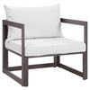 Fortuna Outdoor Patio Armchair - Brown Frame, White Cushion - EEI-1517-BRN-WHI